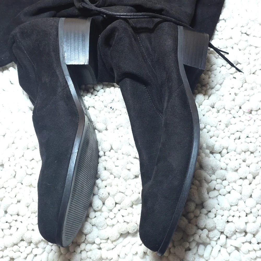 Charles By David C.Black Womens 10 Over-the-Knee Suede Boots Stacked Heel Nwob